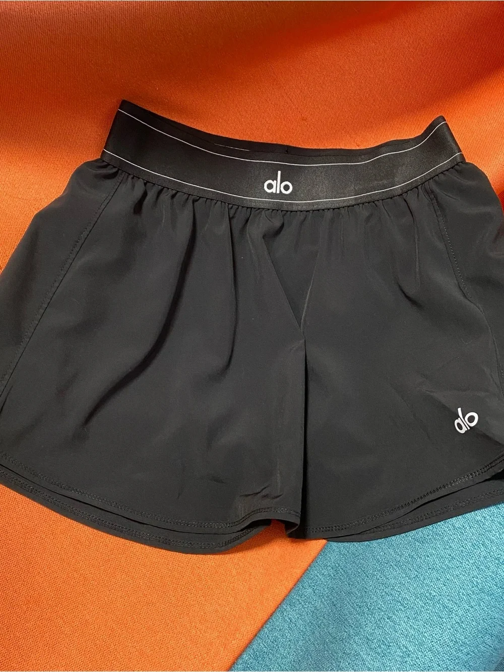 ALO Yoga Black Athletic Shorts with Elastic Logo Waistband